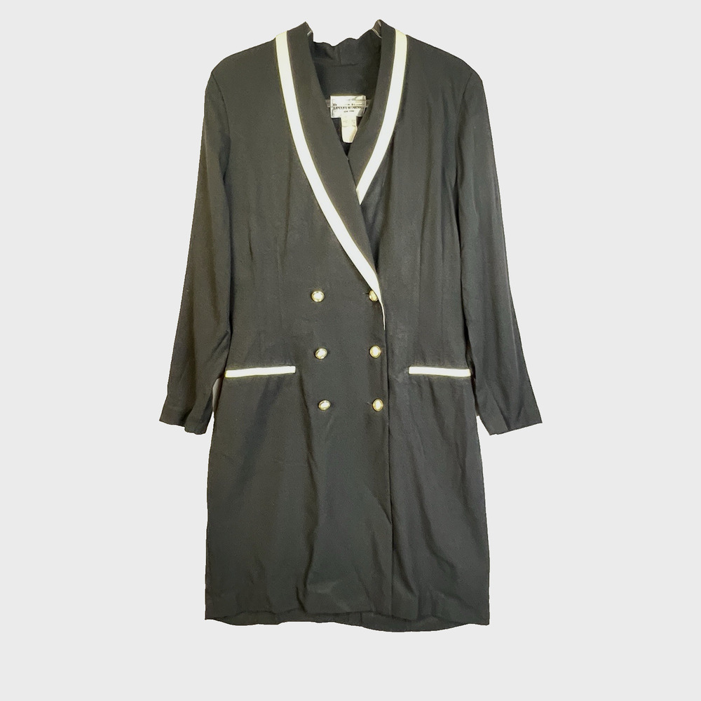 Vintage 80's David & Nicole New York Tailored Dres Women 16 Black White Career